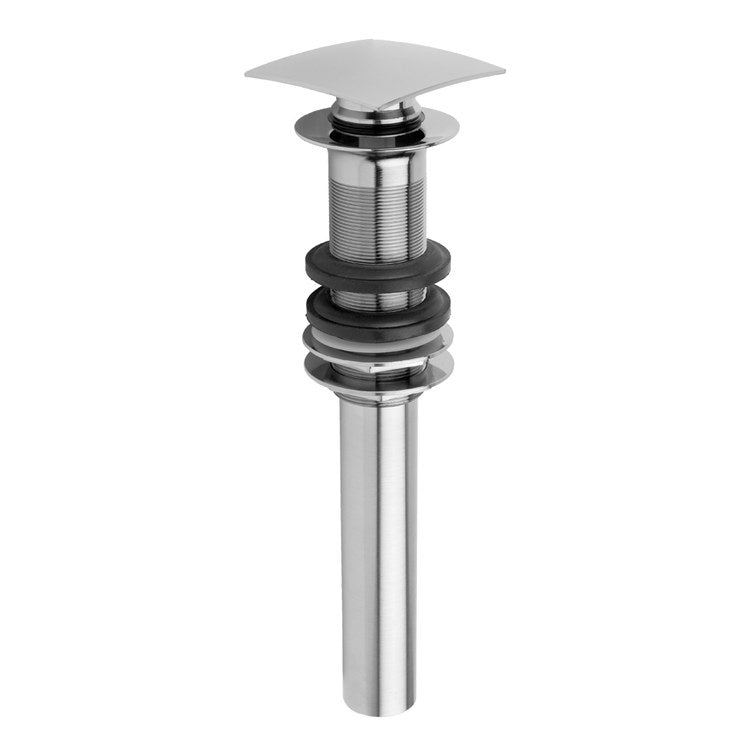 Lavatory Drain Finger Touch Square Less Overflow and Oversized Flange Matte Black for Standard Pop-Up and P.O. Plugs with Rubber Stoppers Ideal for Vessel Sinks 10-3/4 Inch Length - Image 1