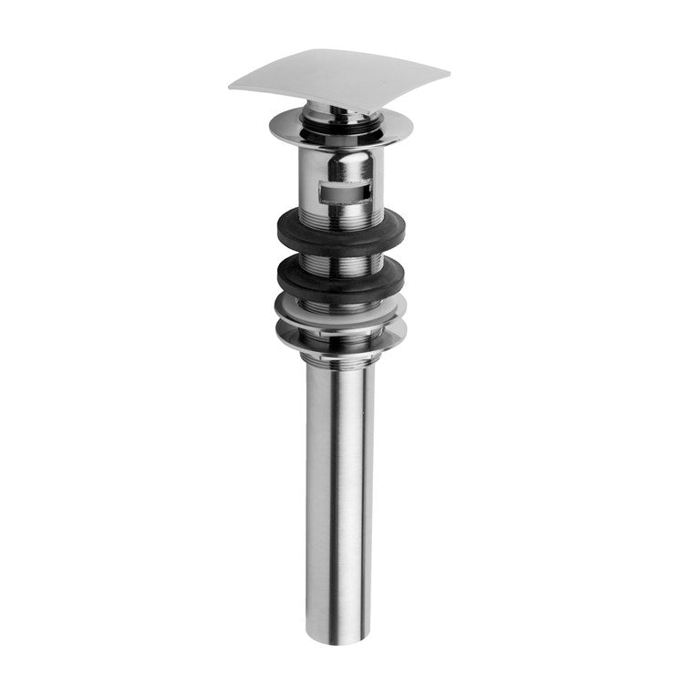 Lavatory Drain Finger Touch Square with Overflow and Oversized Flange Satin Brass for Standard Pop-Up and P.O. Plugs with Rubber Stoppers Ideal for Vessel Sinks 11 Inch Length