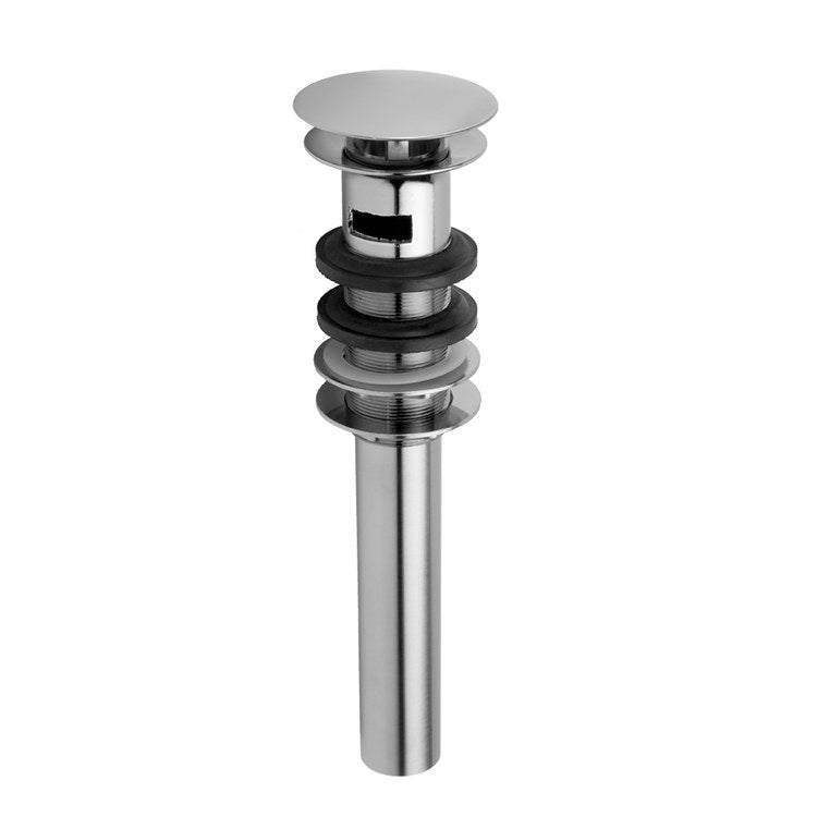 Lavatory Drain Stationary Round Oversize European Flange with Overflow 1-1/2 Inch Polished Chrome 10-5/8 Inch Length - Image 1