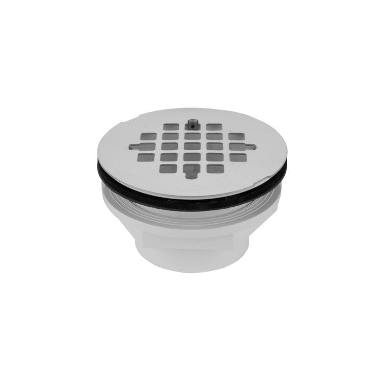 Shower Drain Snap in Drain Plate 4-1/4 Inch Satin Nickel PVC/Stainless Steel for Fits 2" PVC - Image 1