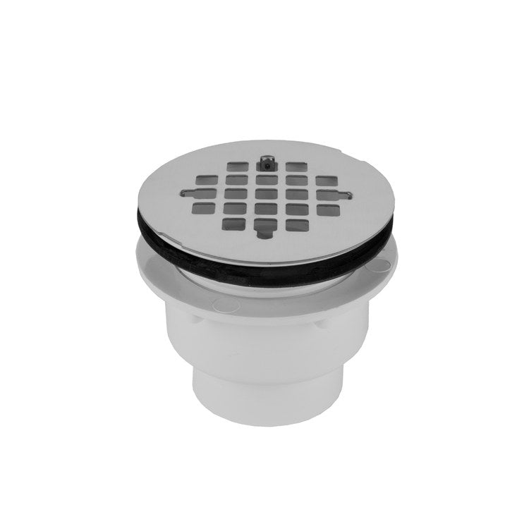 Shower Drain Large Body Complete Snap in Drain Plate 4-1/4 Inch Matte Black PVC/Stainless Steel for Pre-formed Shower Stall Bases - Image 1