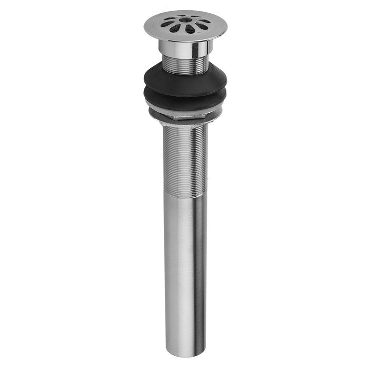 Lavatory Drain Tear Drop Less Overflow 1-1/2 Inch Satin Nickel for Vessel Sinks 9-4/9 Inch Length - Image 1