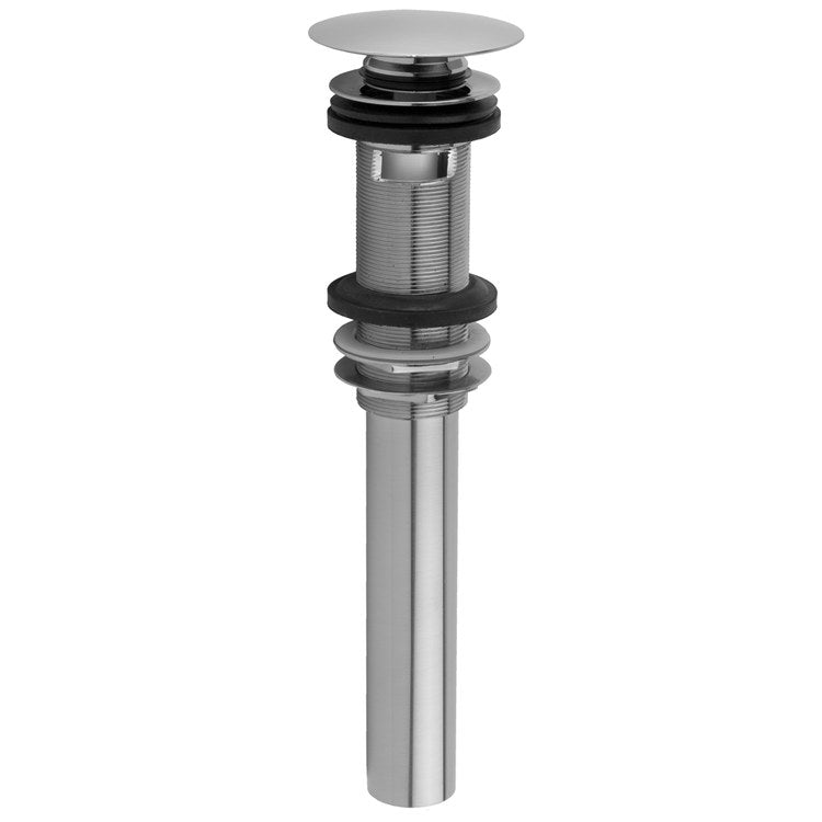 Lavatory Drain Finger Touch Round with Overflow Satin Gold for Standard Pop-Up and P.O. Plugs with Rubber Stoppers Ideal for Vessel Sinks 11-1/8 Inch Length - Image 1