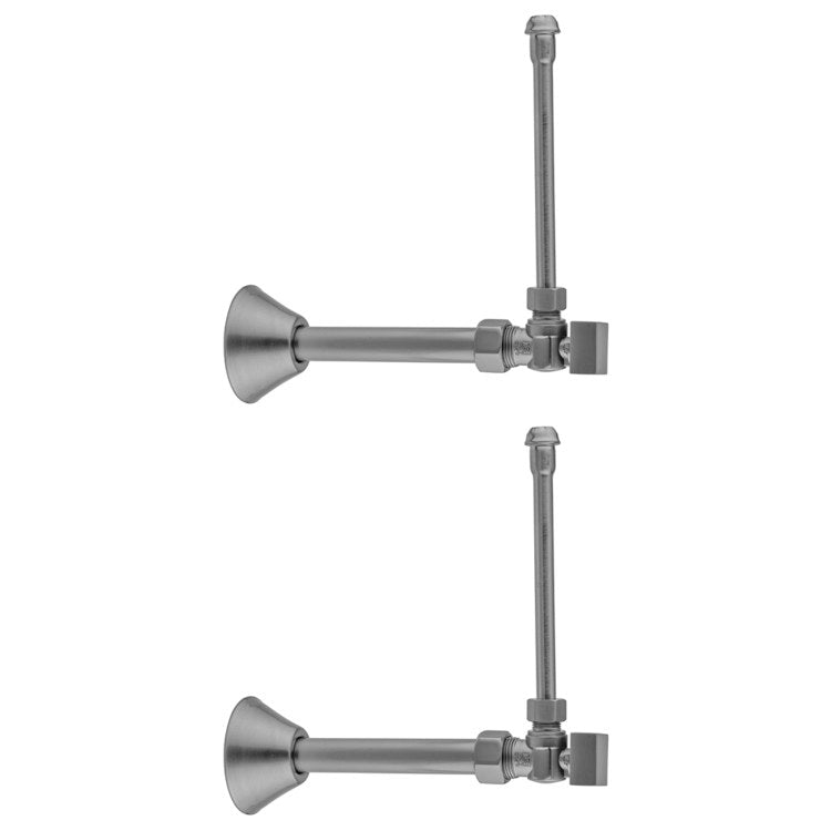 Faucet Supply Kit Quarter Turn Angle Pattern 5/8 x 3/8 Inch OD 20 Inch Compression Satin Gold Square Handle Includes Supply Tubes/Cover Tubes/Bell Escutcheons 621-7-62CT - Image 1