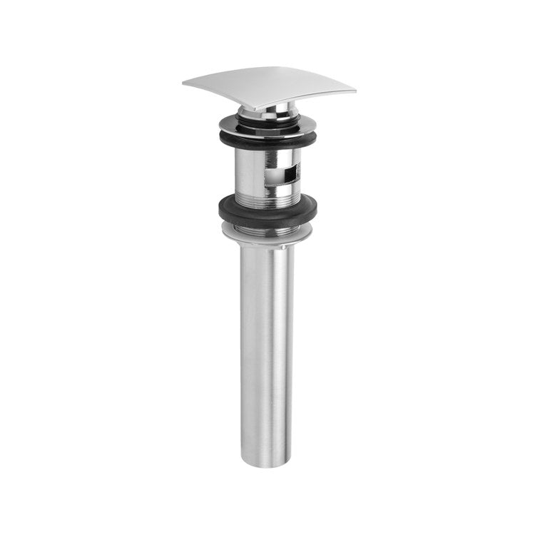 Lavatory Drain Finger Touch Square with Overflow 1-1/2 Inch Satin Gold for Standard Pop-Up and P.O. Plugs with Rubber Stoppers Ideal for Vessel Sinks 8-3/8 Inch Length