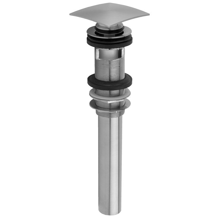 Lavatory Drain Finger Touch Square with Overflow 1-1/2 Inch Vintage Bronze for Standard Pop-Up and P.O. Plugs with Rubber Stoppers 10-5/8 Inch Length