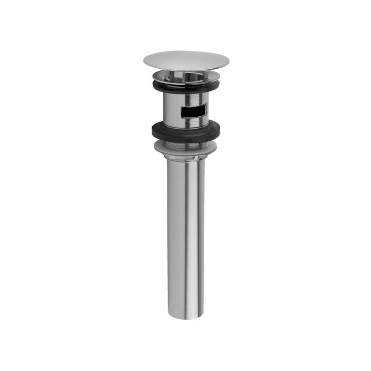 Lavatory Drain Stationary Round with Overflow 1-1/2 Inch Satin Nickel for Standard Flange Type Fits 1-1/2 Inch Opening 9-1/8 Inch Length - Image 1