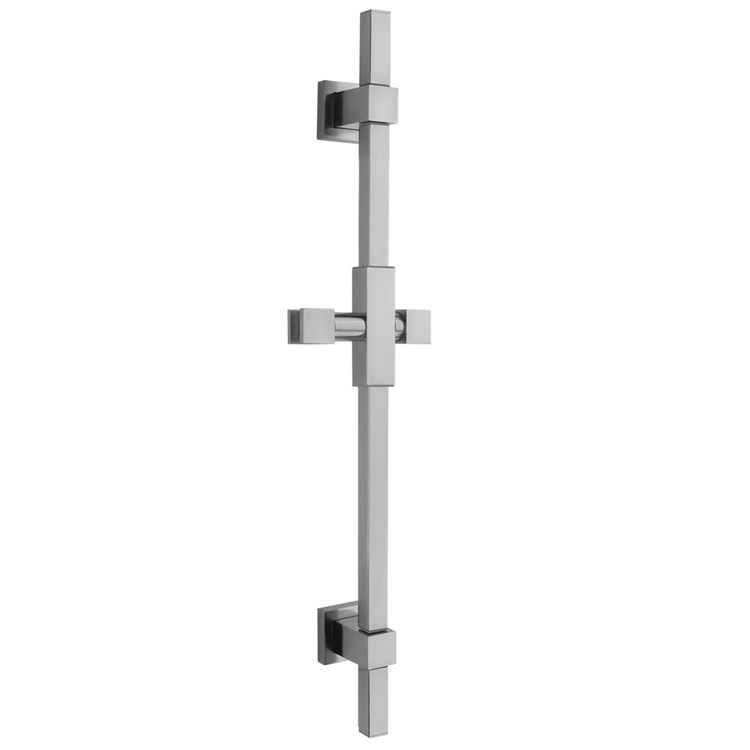 Wall Bar Cubix Deluxe Satin Nickel 24 Inch Includes Adjustable Handshower Height and Angle 180 Degree Swivel Brass - Image 1