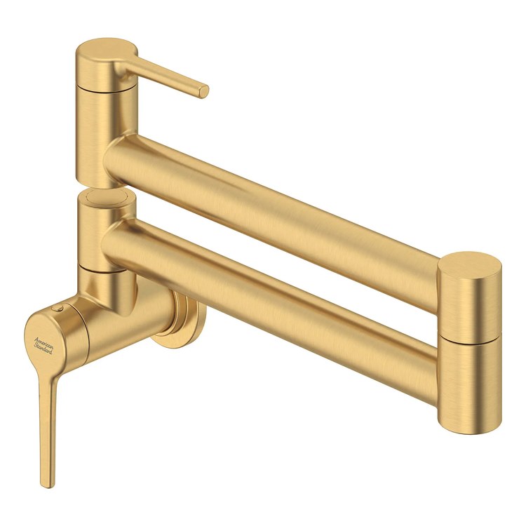 Pot Filler Studio S Wall Mount Swing Arm 2 Lever ADA Brushed Cool Sunrise 1 Hole 4.0 Gallons per Minute