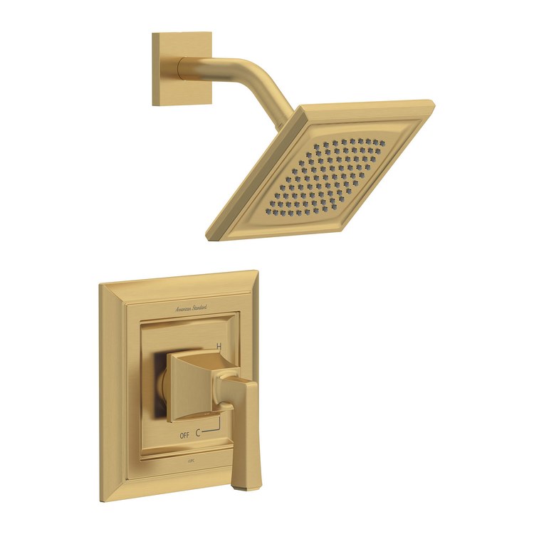 Shower Trim Town Square S with Double Ceramic Pressure Balance Cartridge 1 Lever Brushed Cool Sunrise ADA 1.75 Gallons per Minute Water Saving for Requires Rough-In Valve RU101/102/107/107E/108/108E/109 - Image 1