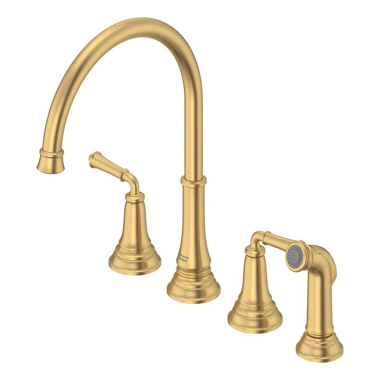 Kitchen Faucet Delancey Widespread 8 Inch Spread 2 Lever ADA CALGreen/CEC Brushed Cool Sunrise Side Spray High Arc Swivel 4 Hole 1.5 Gallons per Minute - Image 2