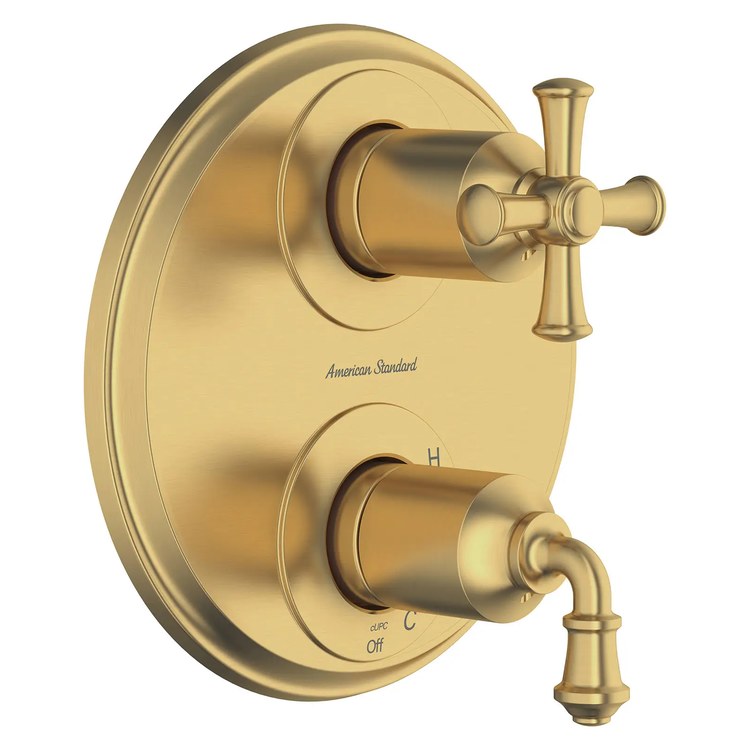 Diverter Trim Delancey Round Integrated Shower Brushed Cool Sunrise 2 Cross/Lever ADA for Flash Rough-In Valve RU521 Or RU531 - Image 1