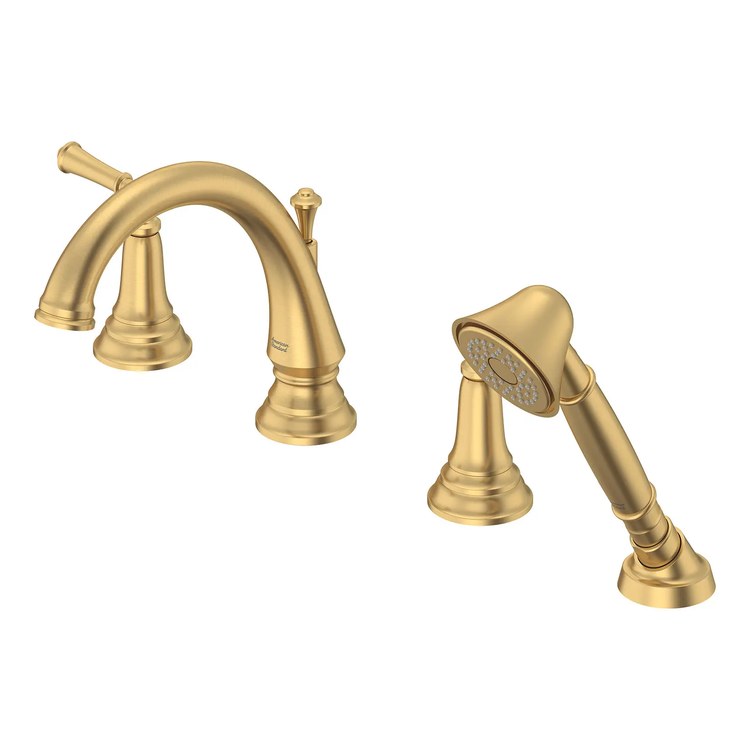 Roman Tub Trim Delancey with Handshower 2 Lever Brushed Cool Sunrise ADA 8 to 12 Inch Spread 4 Hole 2.5 Gallons per Minute for Rough-In R910 - Image 1