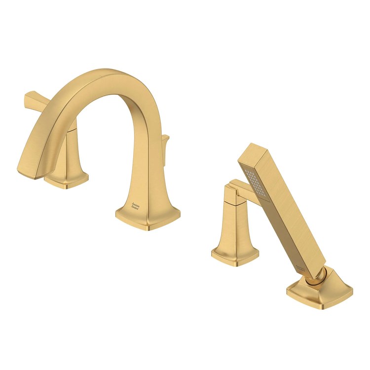Roman Tub Trim Townsend Deck Mount with Handshower 2 Lever Brushed Cool Sunrise CALGreen/CEC ADA 4 Hole - Image 1
