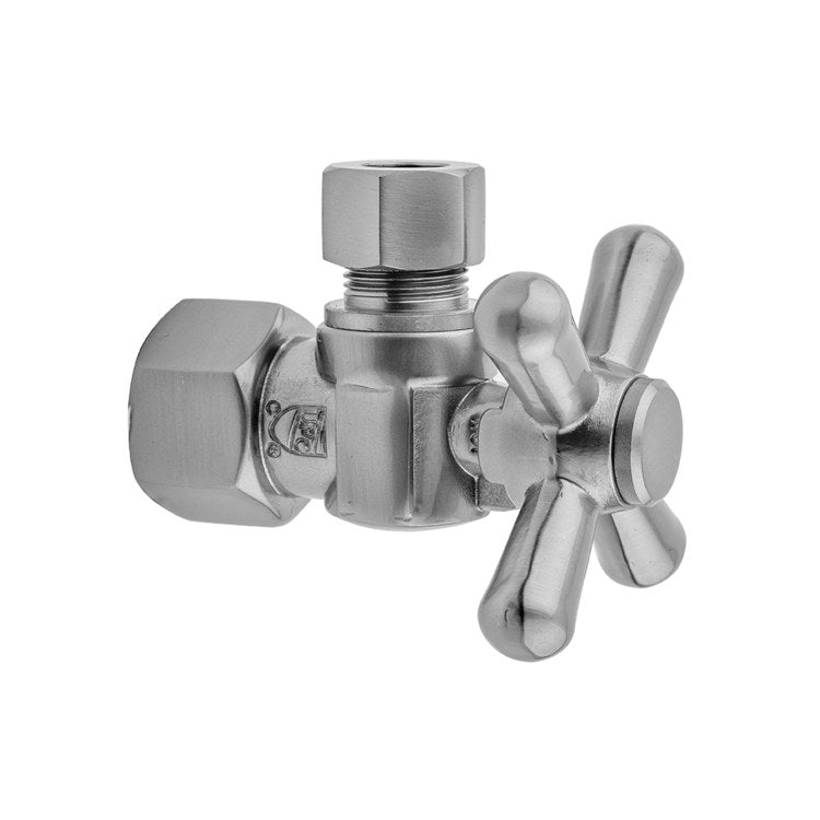 Supply Valve Quarter Turn Angle Pattern Cross Handle 1/2 x 1/2 Inch OD Brass Vintage Bronze IPS - Image 1