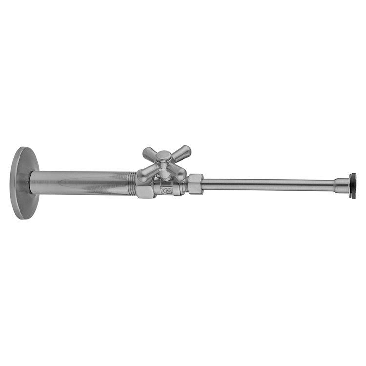 Toilet Supply Kit Quarter Turn Straight Pattern 1/2 x 3/8 Inch OD 20 Inch Polished Nickel Cross - Image 1