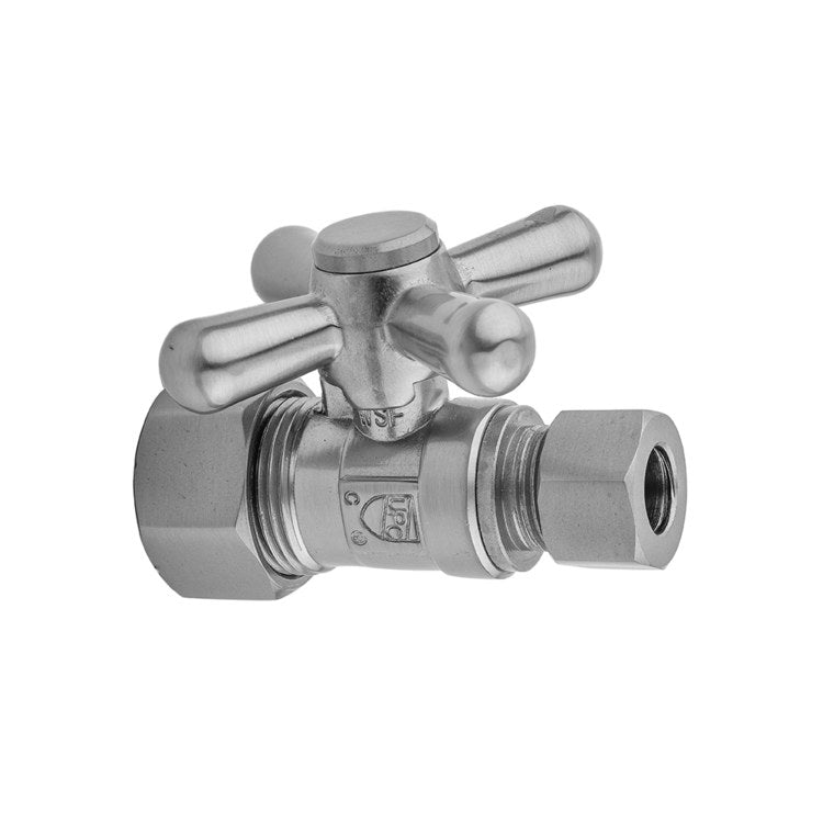 Supply Valve Quarter Turn Straight Pattern Cross Handle 5/8 x 1/2 Inch OD Brass Caramel Bronze Compression - Image 1