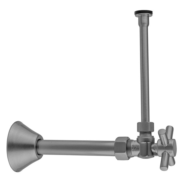 Toilet Supply Kit Quarter Turn Angle Pattern 5/8 x 3/8 Inch OD 20 Inch Satin Brass Cross - Image 1