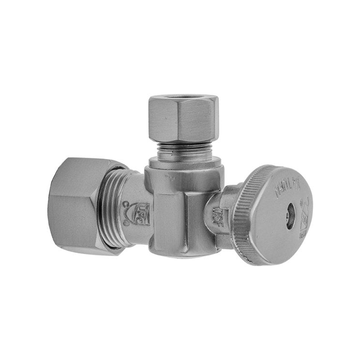Supply Valve Quarter Turn Angle Pattern Oval Handle 5/8 x 3/8 Inch OD Brass Satin Gold Compression - Image 1