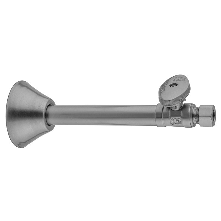 Supply Valve Quarter Turn Straight Pattern Oval Handle with Bell Escutcheon 1/2 x 3/8 Inch OD Copper Satin Gold Sweat x Compression - Image 1