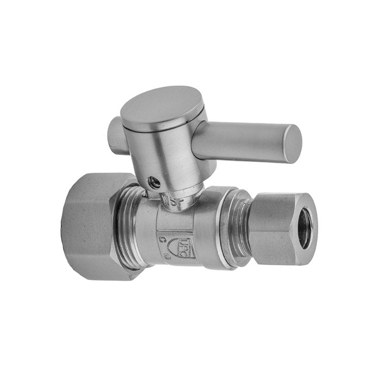 Supply Valve Quarter Turn Straight Pattern Lever Handle 5/8 x 3/8 Inch OD Brass Vintage Bronze Compression - Image 1