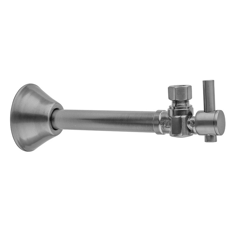 Supply Valve Quarter Turn Angle Pattern Lever Handle with Bell Escutcheon 1/2 x 3/8 Inch OD Copper Oil Rubbed Bronze Sweat x Compression - Image 1