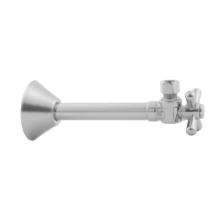 Supply Valve Quarter Turn Angle Pattern Cross Handle with Bell Escutcheon 1/2 x 3/8 Inch OD Copper Matte Black Sweat x Compression - Image 1