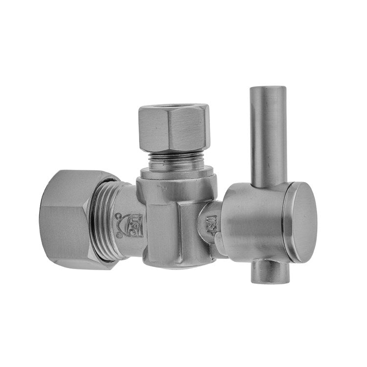 Supply Valve Quarter Turn Angle Pattern Lever Handle 5/8 x 3/8 Inch OD Brass Satin Brass Compression - Image 1