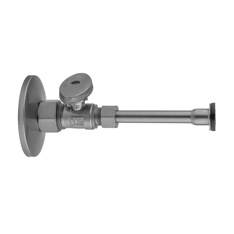 Toilet Supply Kit Quarter Turn Straight Pattern 5/8 x 3/8 Inch OD 20 Inch Satin Nickel Oval - Image 1