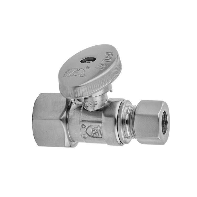 Supply Valve Quarter Turn Straight Pattern Oval Handle 1/2 x 1/2IN OD Brass Satin Nickel IPS - Image 1