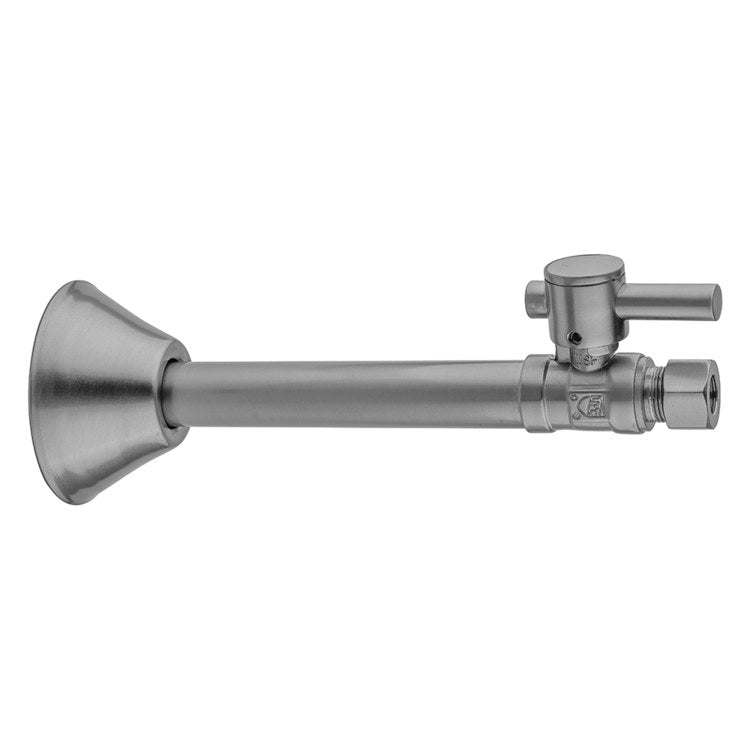 Supply Valve Quarter Turn Straight Pattern Lever Handle with Bell Escutcheon 1/2 x 3/8 Inch OD Copper Satin Gold Sweat x Compression - Image 1