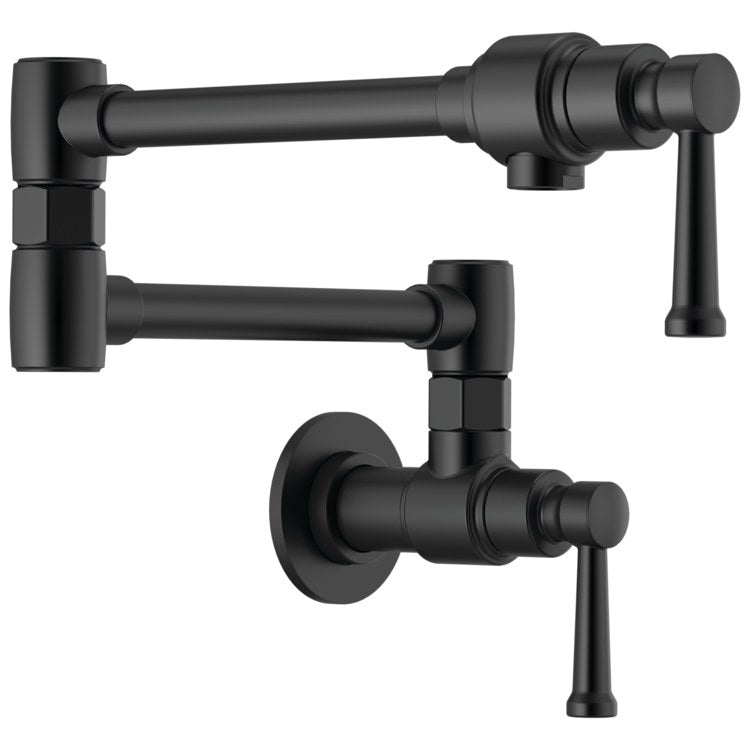 Pot Filler Artesso Cold Water 1 Lever ADA Matte Black 1 Hole Wall