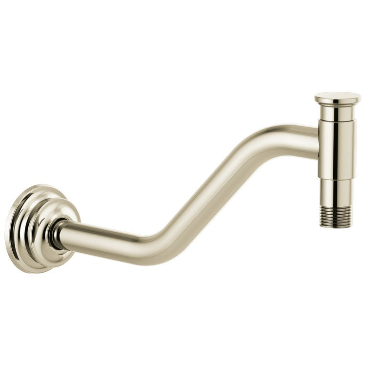 Shower Arm Invari Angled with Flange Brilliance Polished Nickel 11 Inch 1/2 Inch NPT Brass Wall Mount - Image 1