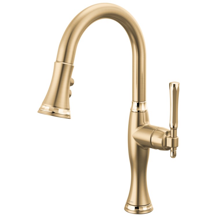 Prep Faucet Tulham 1 Lever ADA Brilliance Luxe Gold/Brilliance Polished Gold Pull Down 2 Function Wand Aerated Stream/Spray 360 DEG Swivel 1.8 Gallons per Minute - Image 1