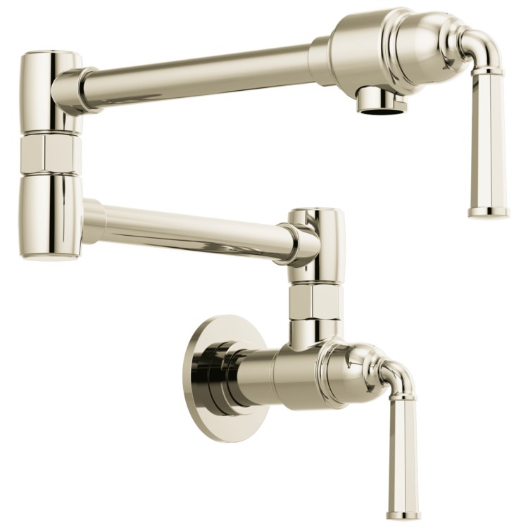 Pot Filler Rook Cold Water 2 Lever ADA Brilliance Polished Nickel 1 Hole Wall 4.0 Gallons per Minute - Image 1
