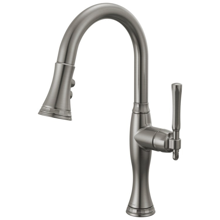 Prep Faucet Tulham 1 Lever ADA Brilliance Luxe Steel Pull Down 2 Function Wand Aerated Stream/Spray 360 DEG Swivel 1.8 Gallons per Minute - Image 1