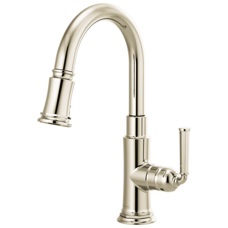 Prep Faucet Rook 1 Lever ADA Brilliance Polished Nickel Pull Down 2 Function Aerated Stream or Spray 360 DEG Swivel 1.8 Gallons per Minute - Image 1