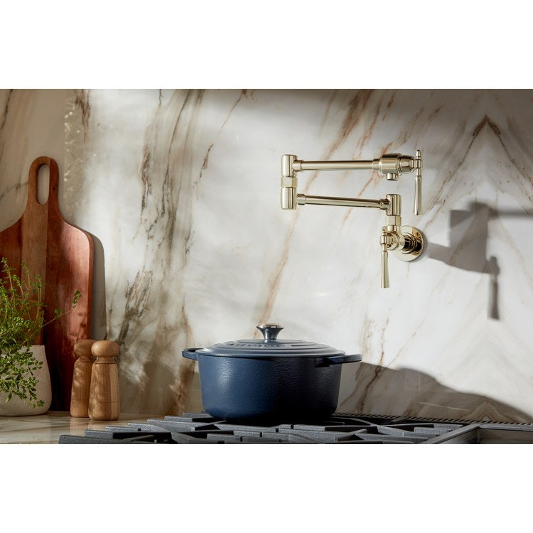 Pot Filler Tulham Cold Water 2 Lever ADA Brilliance Polished Nickel 1 Hole Wall - Image 2