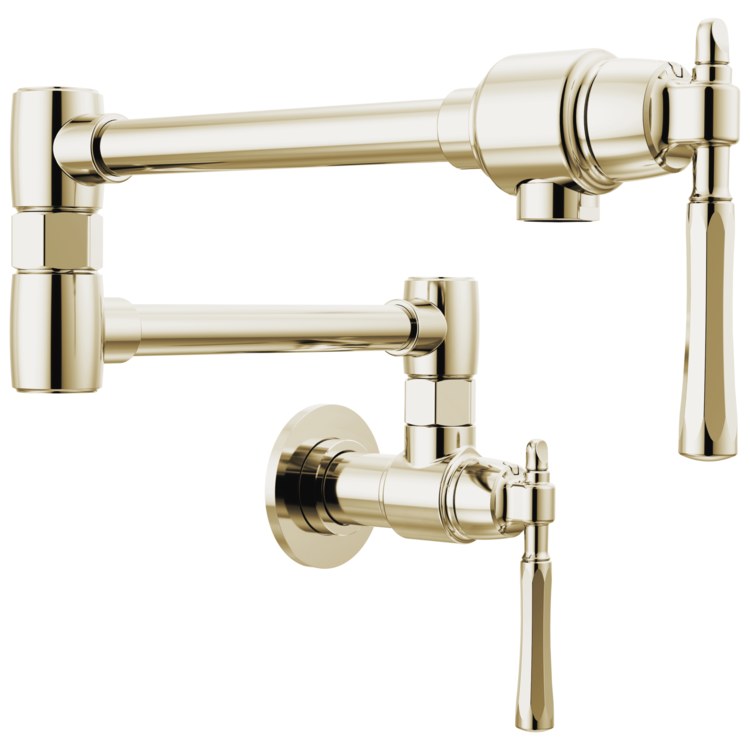 Pot Filler Tulham Cold Water 2 Lever ADA Brilliance Polished Nickel 1 Hole Wall - Image 1
