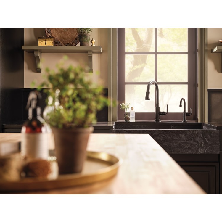 Kitchen Faucet Rook SmartTouch Pull Down 1 Lever ADA Matte Black Pull Down 2 Function Wand Aerated Stream/Spray Gooseneck 360 DEG Swivel 1 Hole 1.8 Gallons per Minute - Image 2