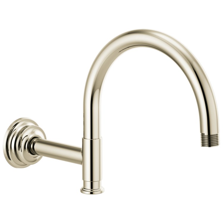 Shower Arm Invari Arc with Flange Brilliance Polished Nickel 12-1/8 Inch 1/2 Inch NPT Brass Wall Mount - Image 1