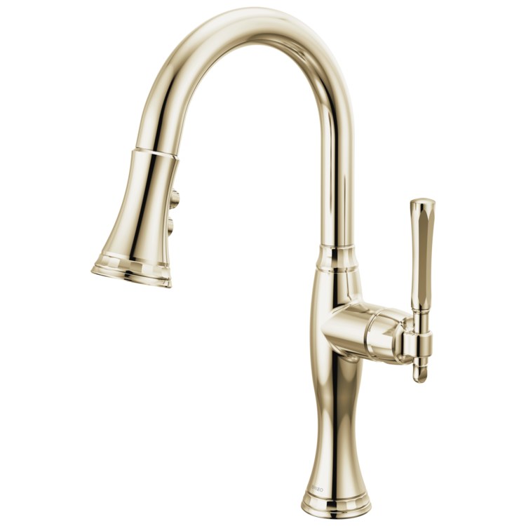 Prep Faucet Tulham 1 Lever ADA Brilliance Polished Nickel Pull Down 2 Function Wand Aerated Stream/Spray 360 DEG Swivel 1.8 Gallons per Minute - Image 1