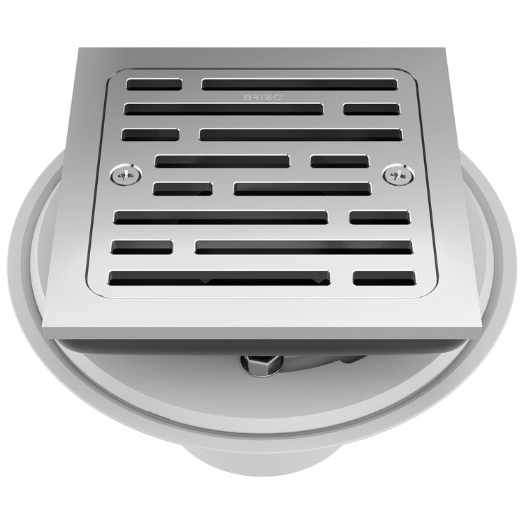 Shower Drain Tile-In Square 4 Inch Polished Chrome PVC/Brass - Image 1