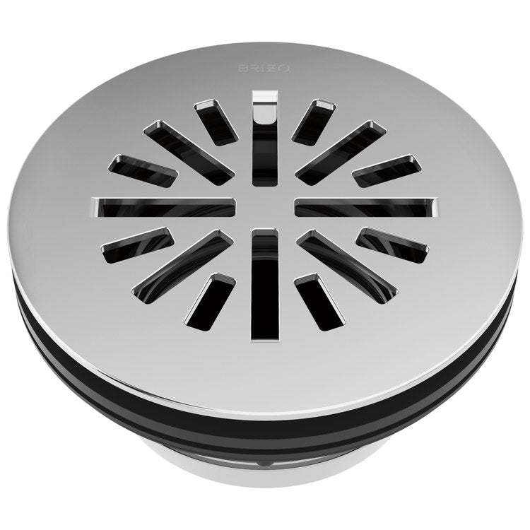 Shower Drain Prefab Round 4 Inch Polished Chrome Brass - Image 1