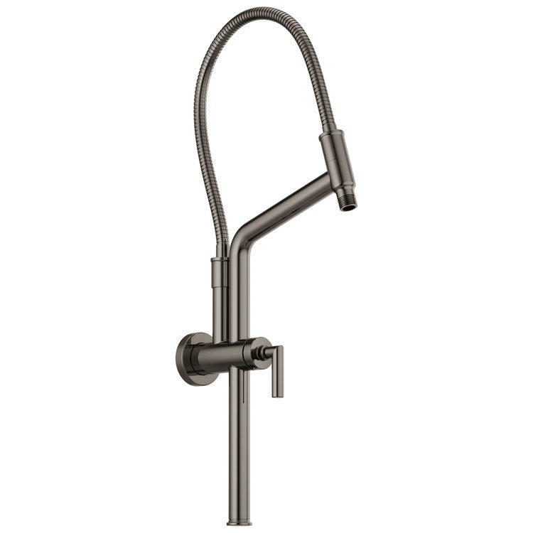 Slide Bar Universal Showering Linear Round Shower Arm and Flange 24-1/8 Inch Brilliance Black Onyx Brass Wall - Image 1