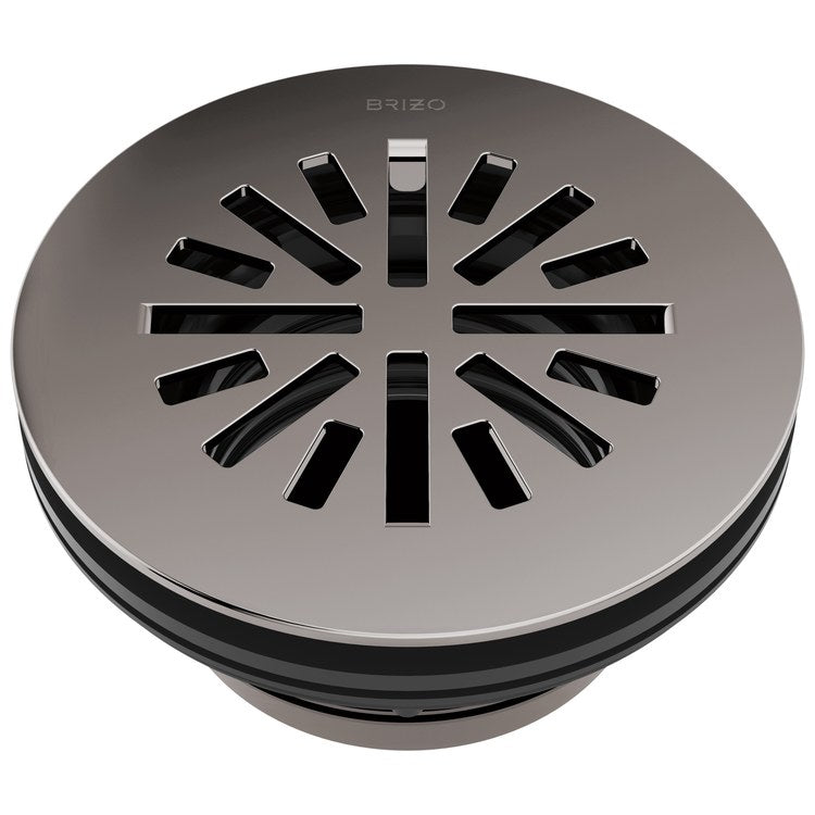 Shower Drain Prefab Round 4 Inch Brilliance Black Onyx Brass - Image 1