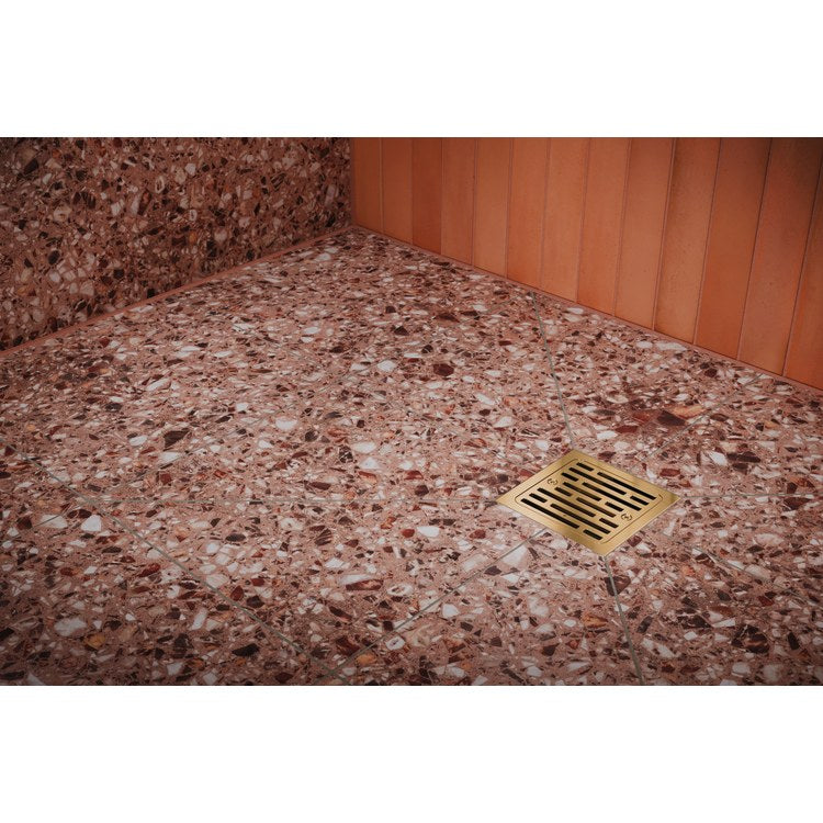 Shower Drain Tile-In Square 4 Inch Brilliance Polished Gold PVC/Brass - Image 2
