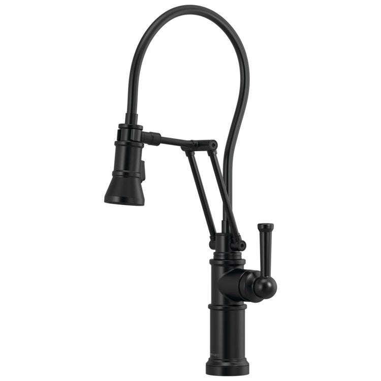 Kitchen Faucet Artesso with Semi-Flexible Hose 1 Lever ADA Matte Black Pull Down 2 Function Dual Jointed 1 Hole 1.8 Gallons per Minute - Image 1
