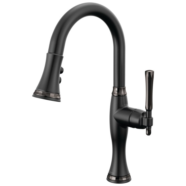 Prep Faucet Tulham 1 Lever ADA Matte Black/Brilliance Black Onyx Pull Down 2 Function Wand Aerated Stream/Spray 360 DEG Swivel 1.8 Gallons per Minute - Image 1