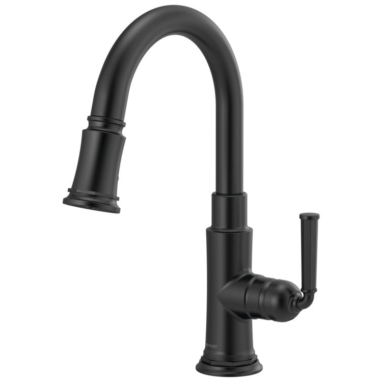 Prep Faucet Rook 1 Lever ADA Matte Black Pull Down 2 Function Aerated Stream or Spray 360 DEG Swivel 1.8 Gallons per Minute - Image 1